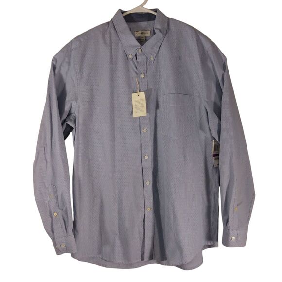 Club Room shirt mens 2XL XL blue polka dot Jan slim fit button long sleeve NWT - Picture 1 of 8